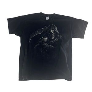 Vintage Exile Shirt Men Large Black Y2K Skater Grunge Cyber Goth Emo Grim Reaper